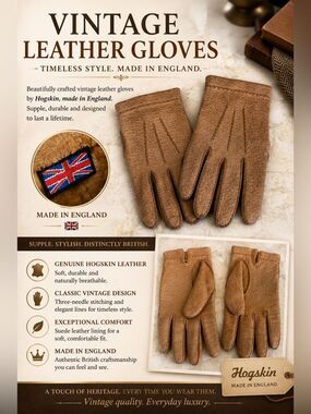 Vintage Hogskin Leather Men’s Gloves – Made in England